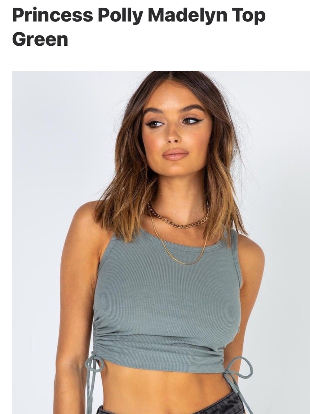 Princess Polly Ribbed Side-Tie Crop Top - size 4(Small)